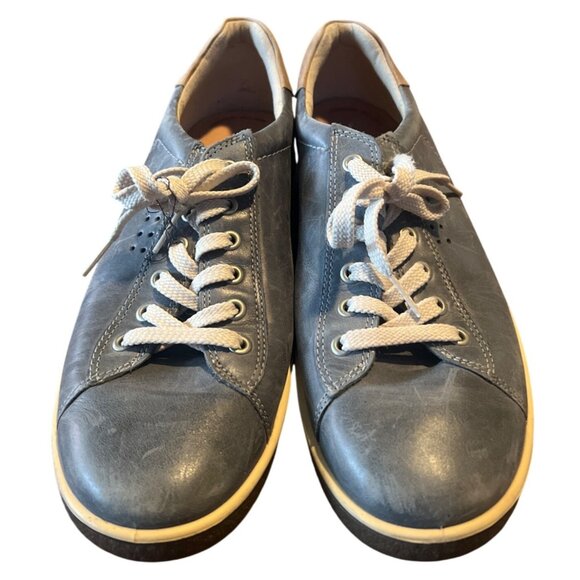 ECCO Womens Leather Casual Lace-Up Sneakers Blue Size 11 - Picture 2 of 6